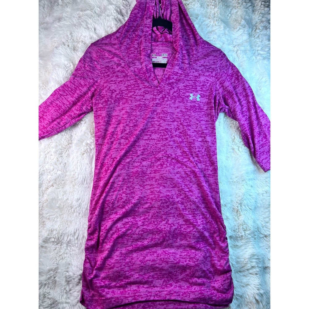 Under Armour HeatGear Pink Space Dye Hooded Dress Semi-Fitted 3/4 Size S A13